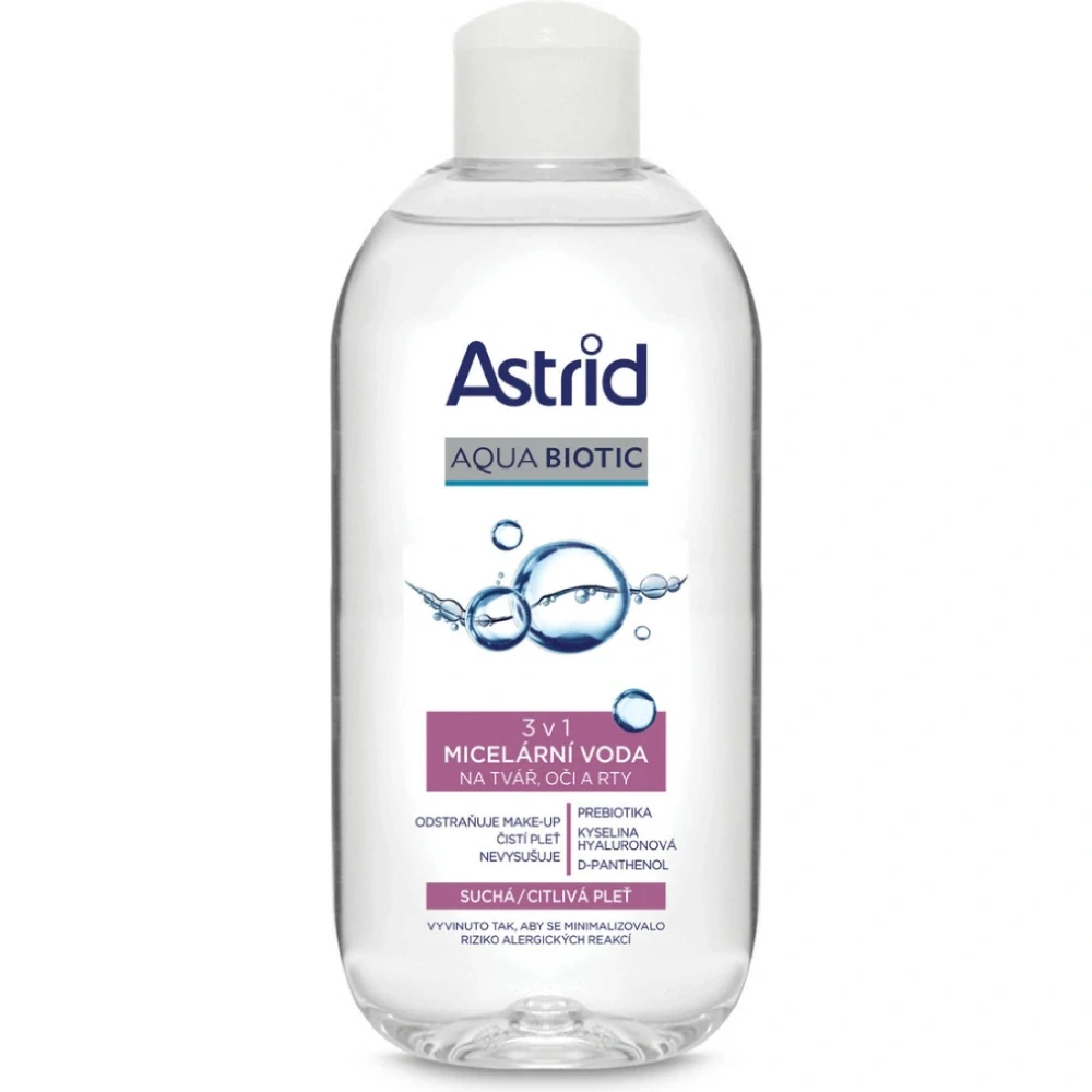 Astrid aqua biotic miclární voda suchá citlivá pleť 200ML e