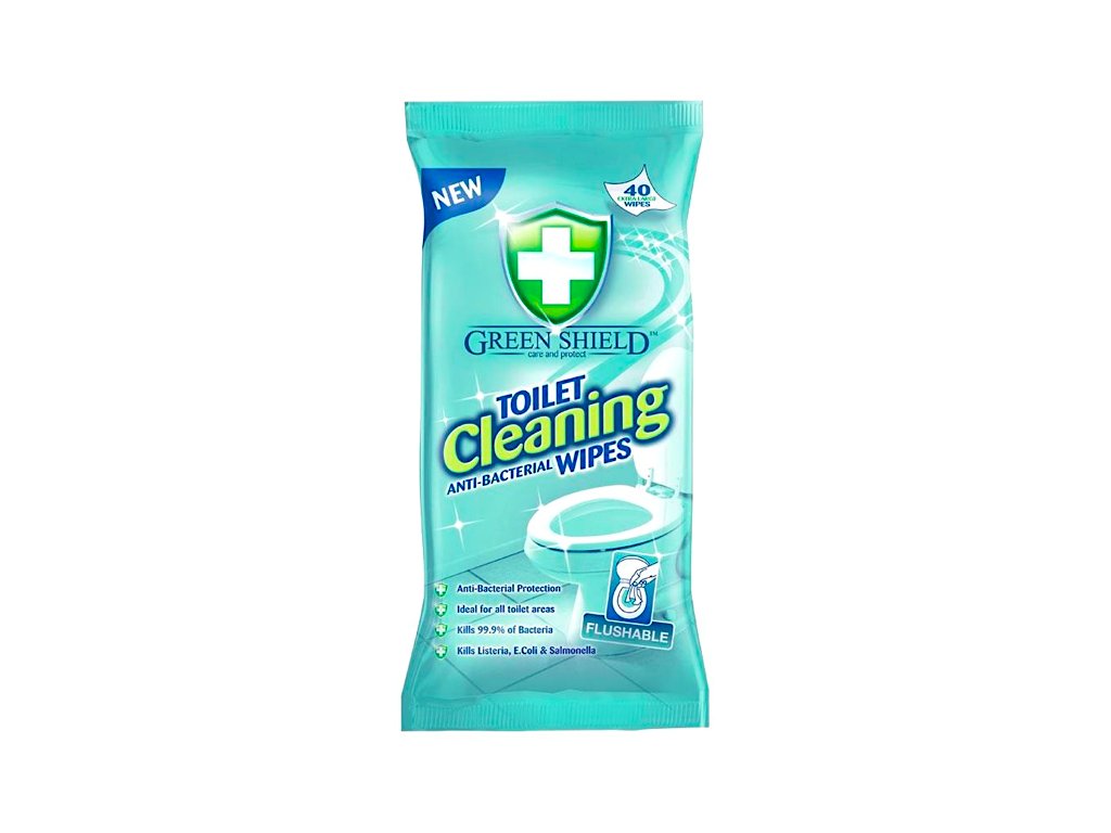 Green Shield Toilet Anti-Bacterial Wipes 40ks - vlhčené ubrousky na toalety 