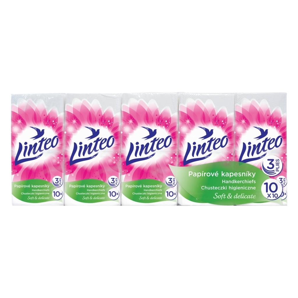Linteo Soft & Delicate papírové kapesníčky 3-vrstvé 10 x 10 ks