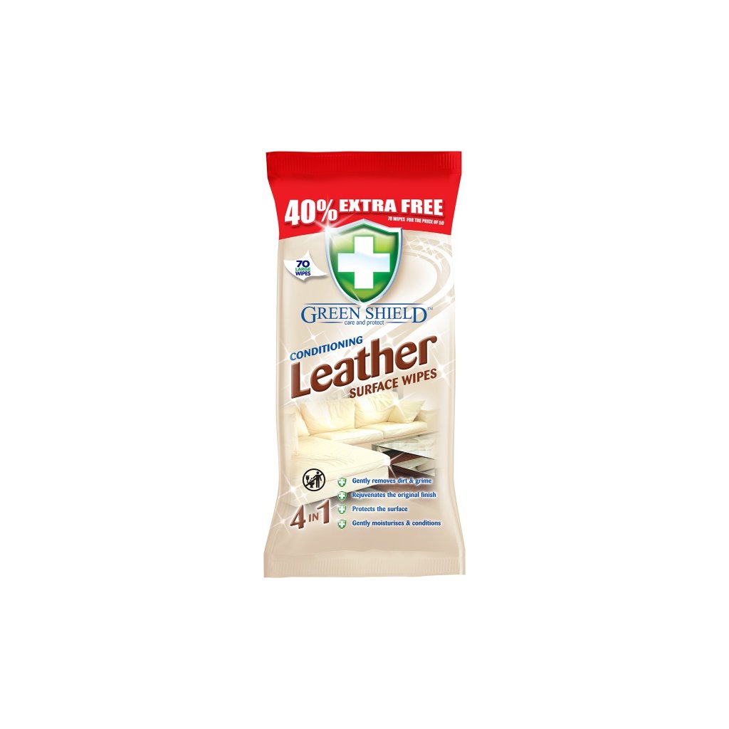 Green Shield Leather 70ks - vlhčené ubrousky na boty a kůži 