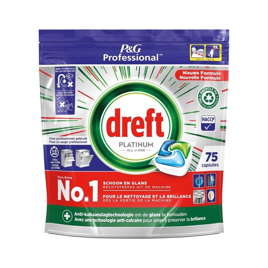 Dreft Platinum Lemon All in One gelové kapsle do myčky se svěží vůní citronu 75 ks 