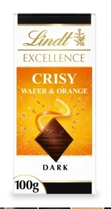 Lindt Excellence Hořká čokoláda s kousky sušenek a kousky s chutí pomerančové šťávy 100g